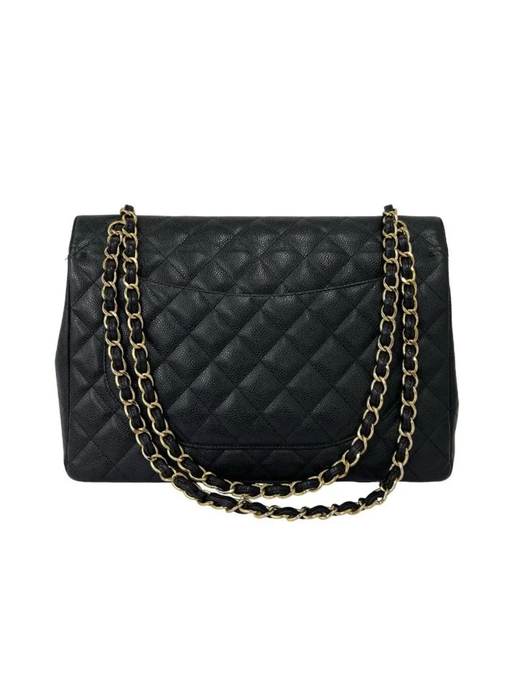 Chanel Quilted CC Logo Caviar Leather 2-Way Shoulder Bag Black